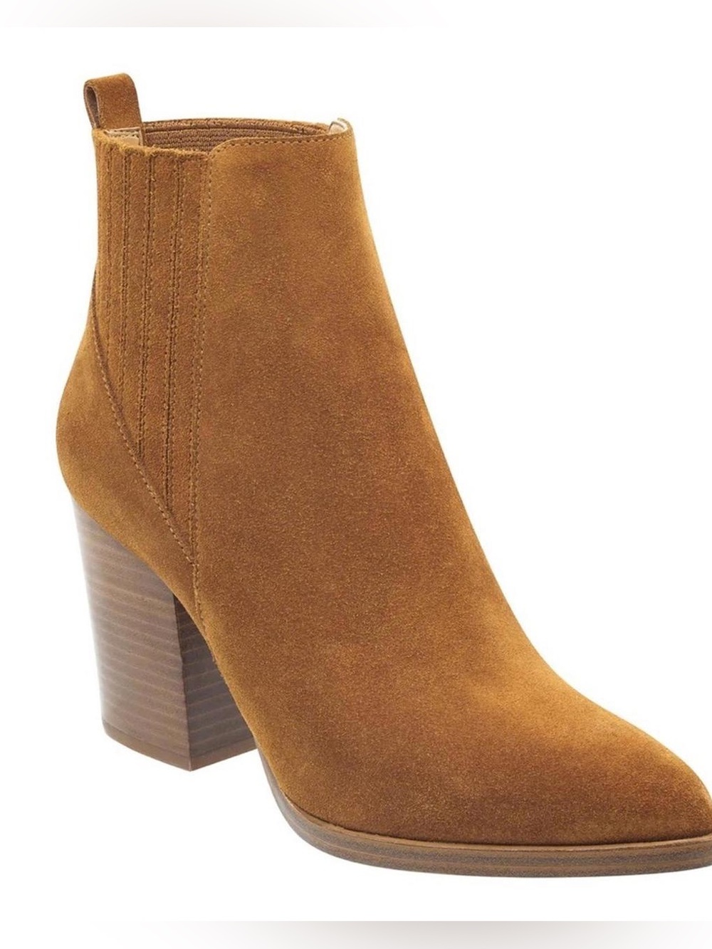 Marc Fisher LTD Alva Pointed Toe Suede Block Heel Bootie - size 8.5